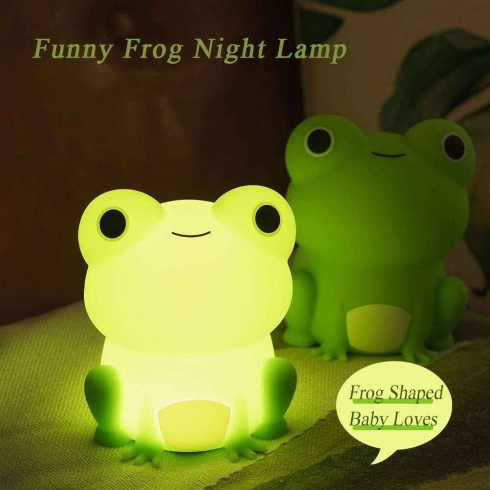 Lamp for Kids Frog Soft Silicone Sleeping Night Dimmable Timer Rechargeable Colorful Light Room Decor Children Gifts Z260127