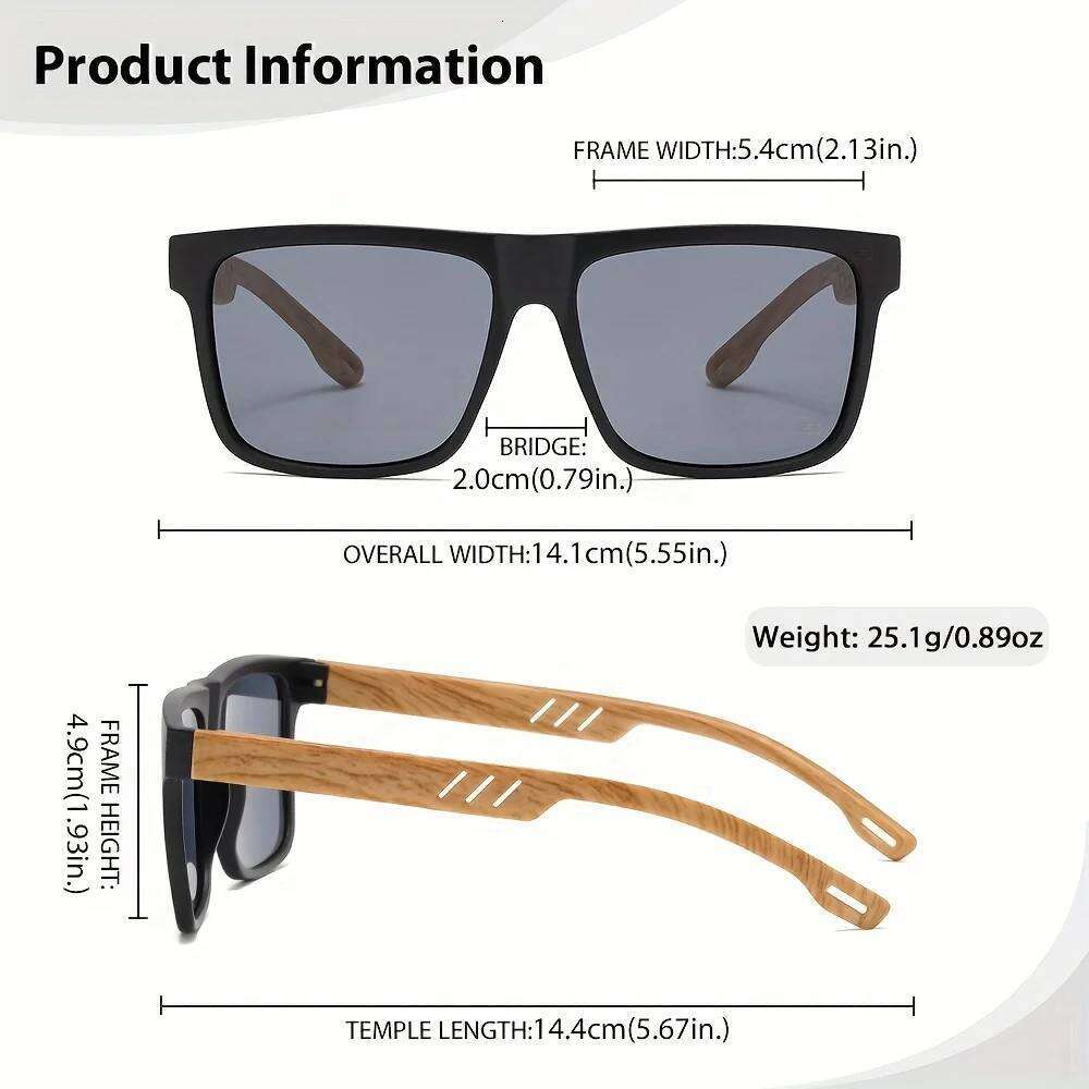 1/2pcs New Square Casual Sunglasses Wood Grain Spring Hinges UV400 Protection Unisex Outdoor Daily Eyewear Z260127