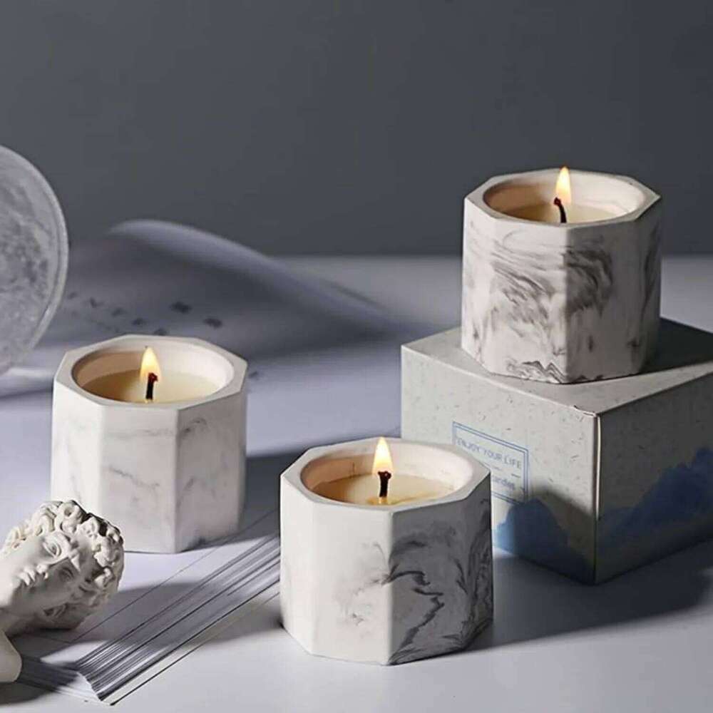 1pc Ins Style Marble Cup Candle - Handmade Soy Wax Aromatherapy, Non-Toxic Creative Gift for Home Party Wedding Y260127