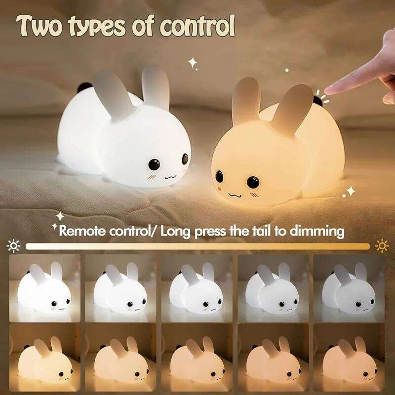 LED Rabbit Night Light Remote Control Dimmable RGB Rechargeable Silicone Bunny Lamp for Children Baby Toy Gift Touch Sensor Z260127