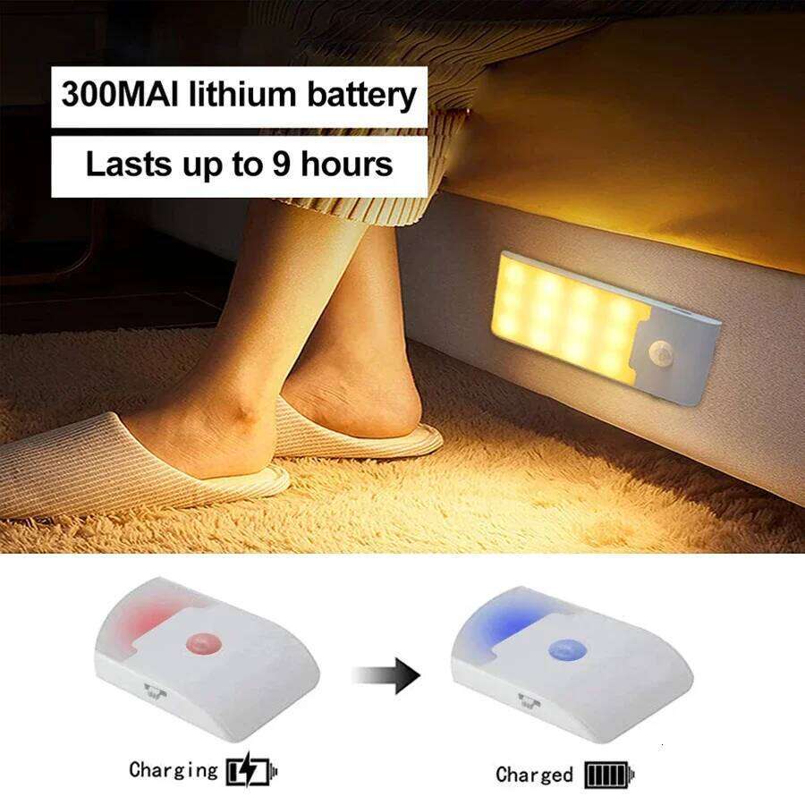 Motion Sensor LED Night Light Rechargeable Human Body Induction Magnetic Cabinet Lamp For Bedroom Wardrobe Closet Kitchen Stairs Z260127