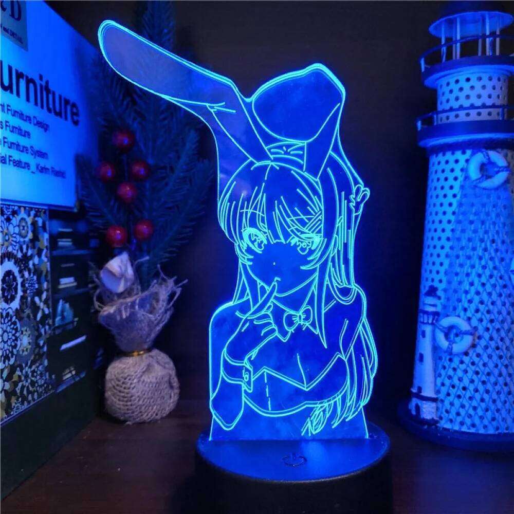 3D Illusion Led Nightlights ANIME Light Lamp Multi Color Changing Lampara BUNNY GIRL SENPAI MAI SAKURAJIMA KAWAII For Xmas Gift Z260127