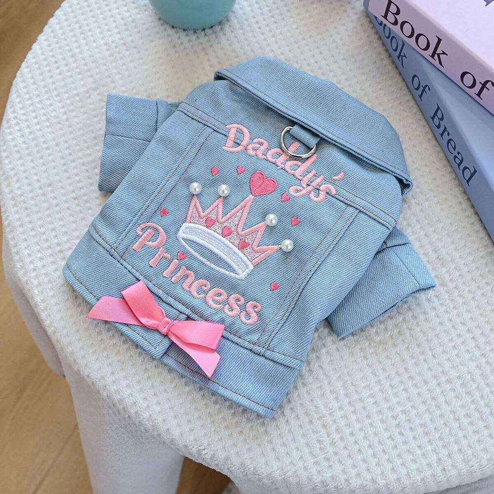 Denim Puppy Jacket For Chihuahua Yorkie Adjustable Lightweight Coat, Breathable Dog Clothes With Snap Closure XJ260127