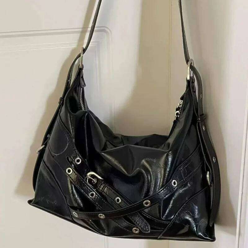 New American Hottie Motorcycle Oil Wax Punk Style One-shoulder Tote Large Capacity Commuting Crossbody Bag