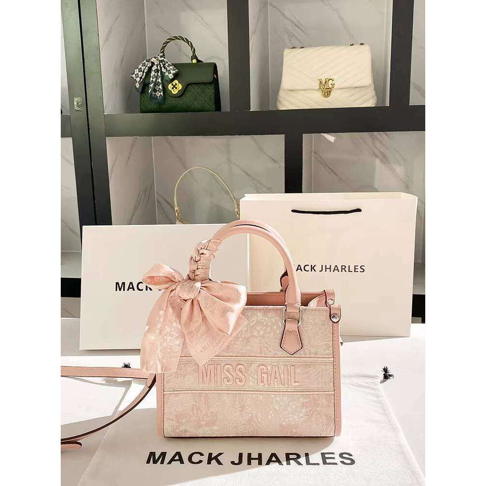MACK JHARLES Large Capacity Commuting Tote Bag 2025 Autumn New Pink Embroidered Handbag