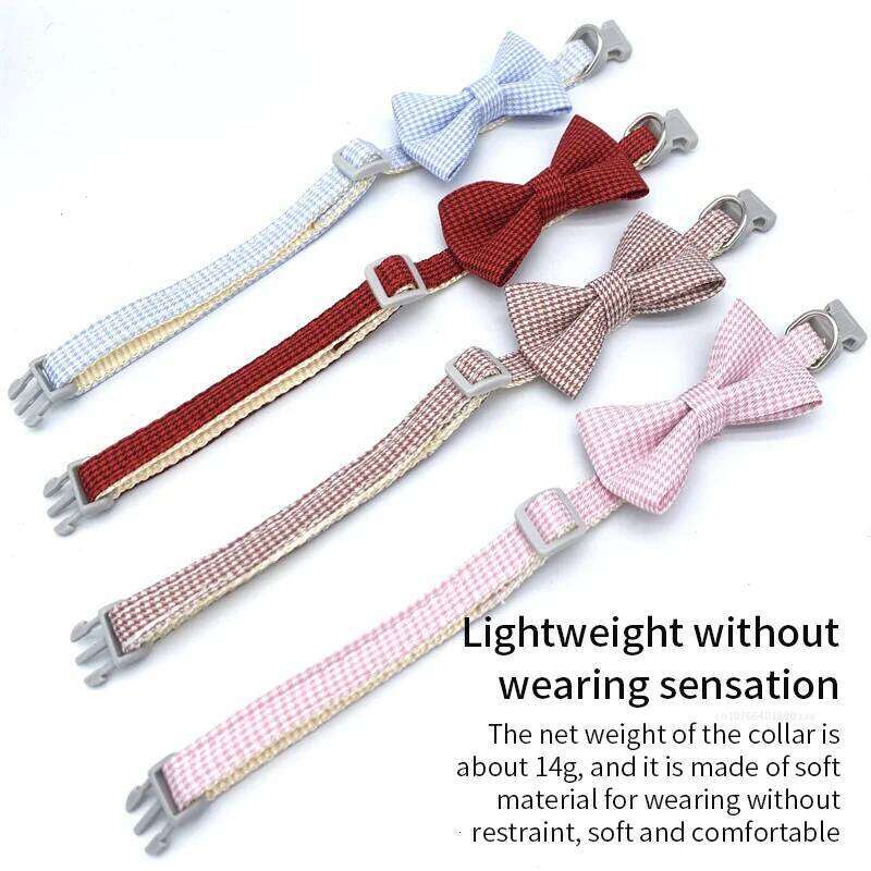 Collar Adjustable Durable Collars Cute Bow Kitten Necklace Soft Bell Puppy Lead Pet Product Dog Supplies Cat Accessories