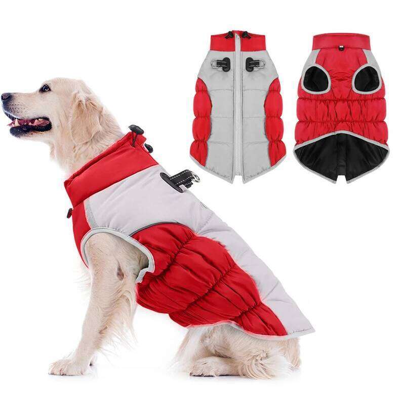 XL-6XL Zipper Winter Warm Coat Jacket Reflective Fleece Dog Cold Weather Vest with Leash D Rings for Medium Large Dogs XJ260127