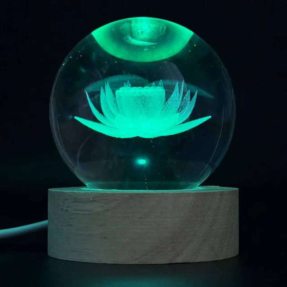 1pc 3D Lotus crystal ball color laser engraving night light, holiday gifts, for friends, colleagues, wife, parents, Christmas, V Z260127