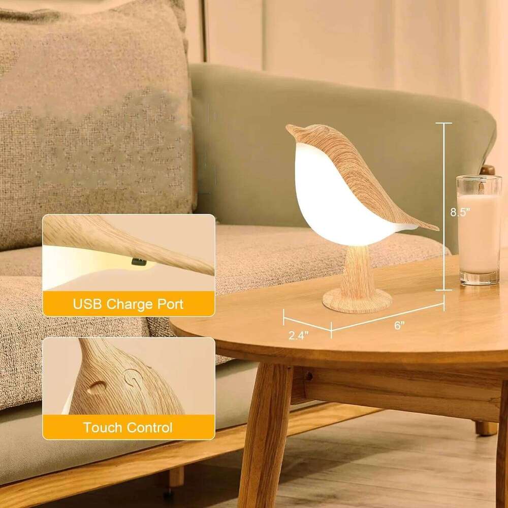 1pc LED Touch-Control Bird Lamp - Art Deco, 3-Levels Dimmable, USB-Cordless with Rechargeable Battery, Versatile for All Rooms Z260127