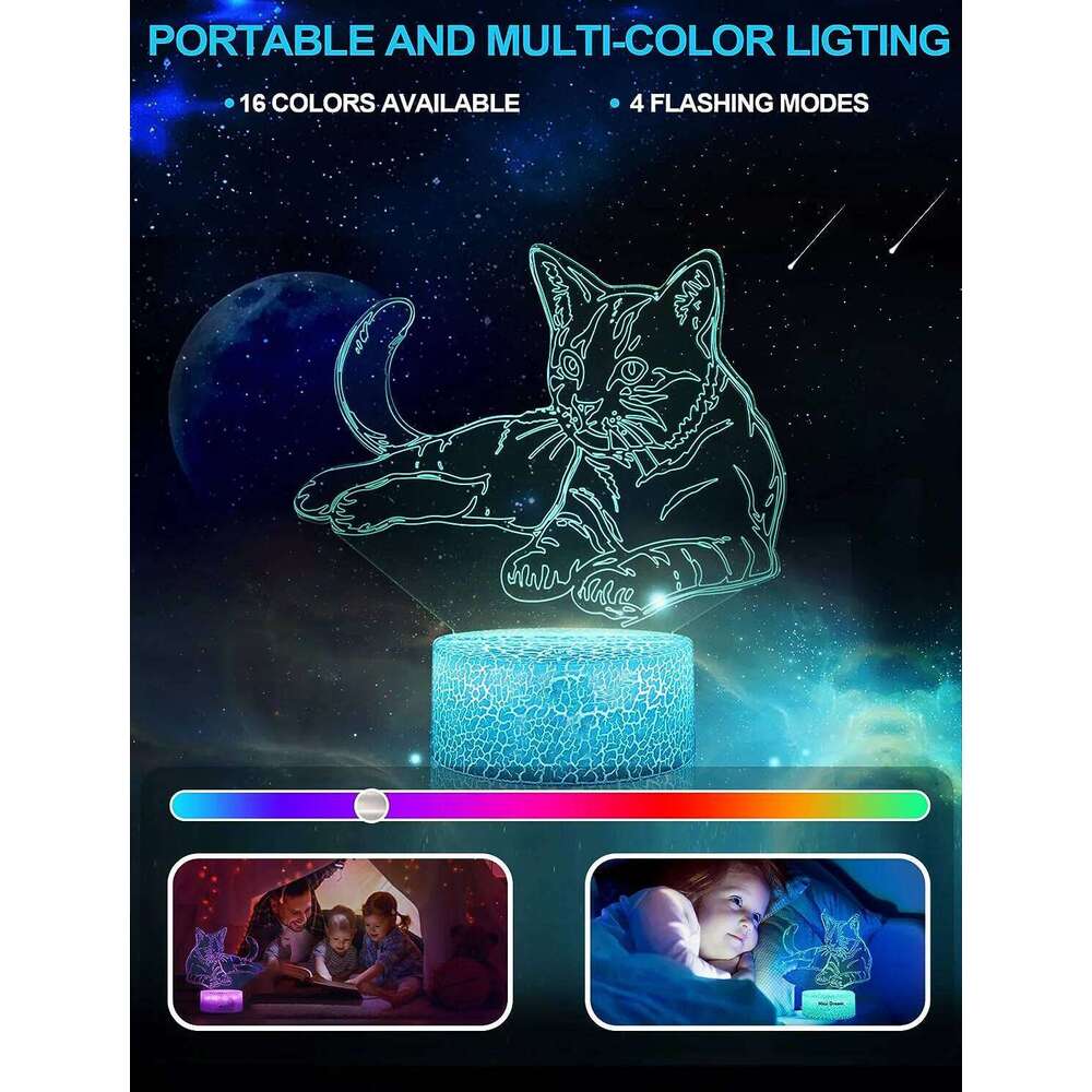 Anime Cat Carton 3D Led Night Light Touch Switch Safe Table Lamp Children Bed Room Decor Birthday&Christmas Gifts for Kids Z260127