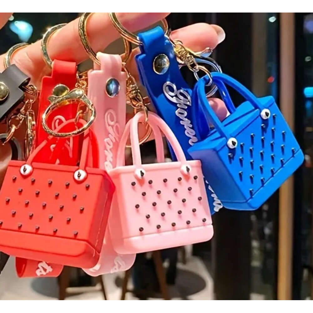 1 pc Chic Silicone Beach Tote Keychain - Durable Pvc Basket Charm For Women's Outdoor Leisure S260126