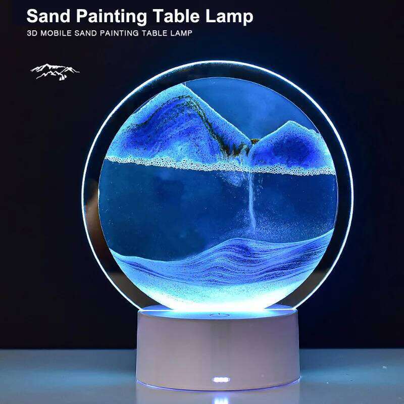 Quicksand Table Lamp, internet red hourglass decompression ornament 3D three-dimensional sand water painting colorful R Z260127