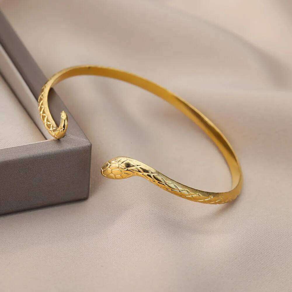 Vintage Bracelet For Women Stainless Steel Snake Opening Bangle Animal Aesthetic Fashion Jewelry pulseras mujer XJ260127