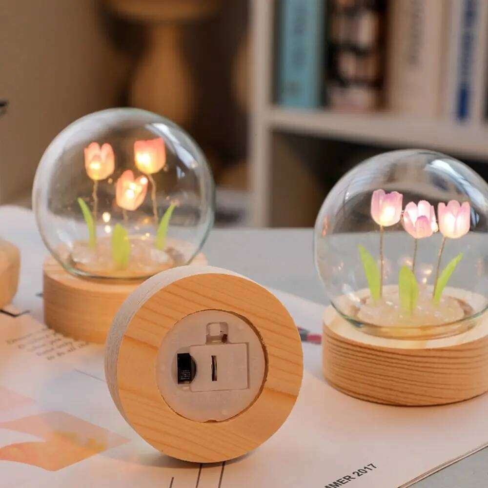 Tulip Night Light Cute Bedroom Room Decor Floral Lamp Valentines Day Gift Lampara Tulipanes Girlfriend DIY Material Handmade Z260127