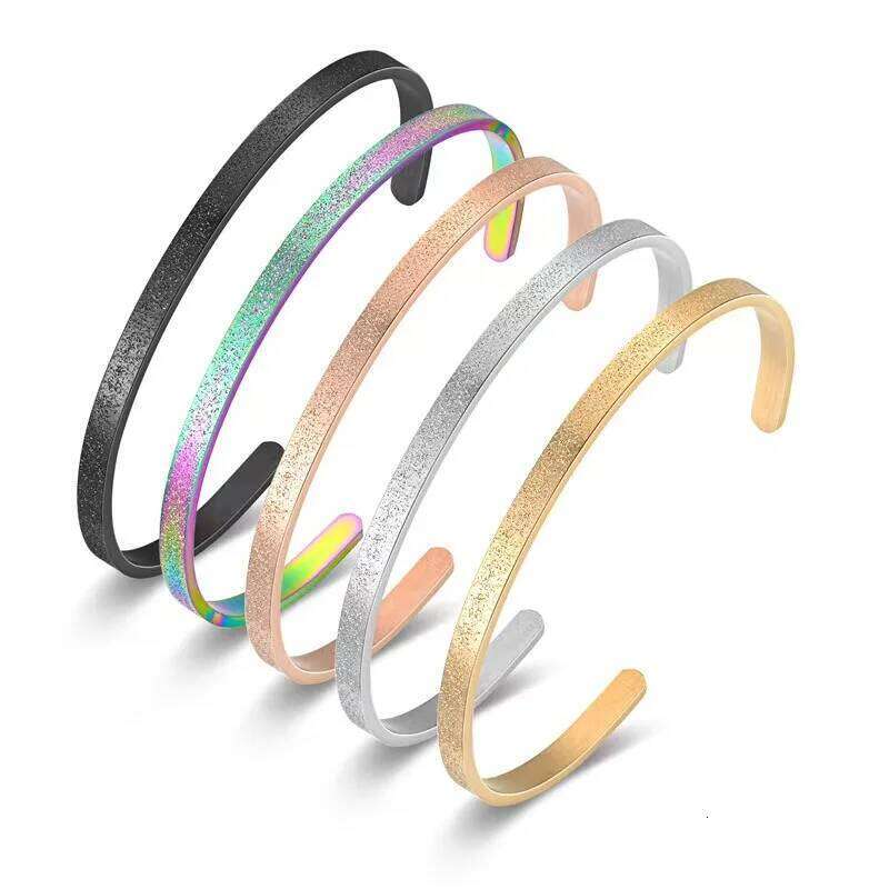 10/20/50pcs Custom Waterproof High Quality Multiple Colors Adjusted C-Shaped Stainless Steel Open Cuff Bangle For Men/Women XJ260127
