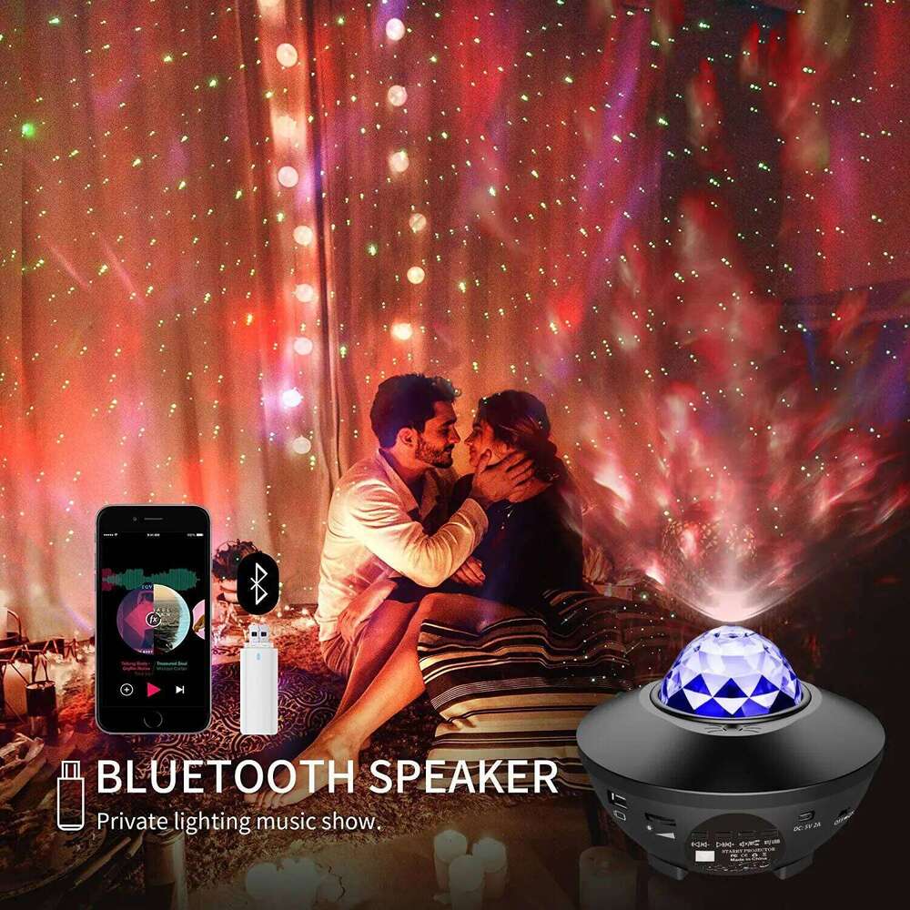 Starry Galaxy Night with Ocean Wave Music Speaker Sky Light Projector for Bedroom Decoration Birthday Gift Party Z260127