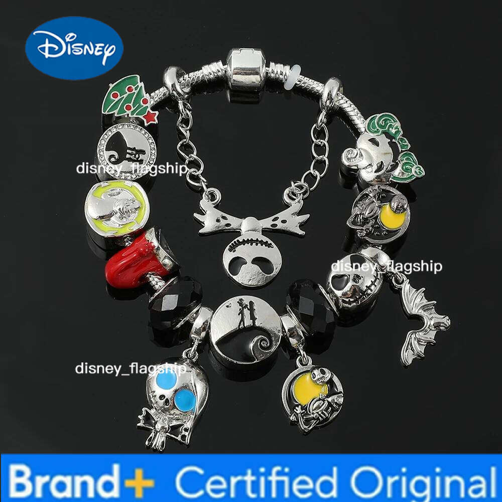 Disney Disney The Nightmare Before Christmas Charms Bracelets Cute Jack Skellington Pendant Bangle Beads Bracelet for Women Jewelry XJ260127