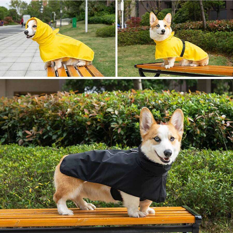 Large Raincoat - Waterproof Jackets Windproof Thickened Fabric Winter Dog Rain Coat with Reflective Strip XJ260127