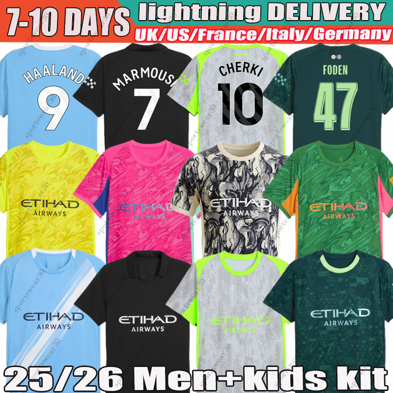 25 26 man city HAALAND Jersey FODEN XXXL 4XL Soccer Jerseys RODRIGO Cherki Bernardo MARMOUSH Doku fans player version 2025 Football Shirt Mens kids kit uniform