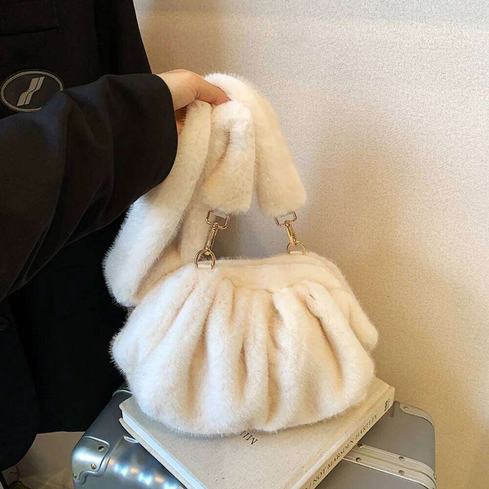 New Autumn Winter Imitation Mink Fur Pleated Cloud High-end Shoulder Crossbody Bag For Women Fashion Trend Plush Handbag