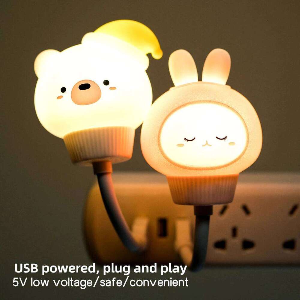 USB LED Children Night Light Bear Bunny Duck Cat Decorative for Baby s Bedroom Headboard Remote Controlled Cute Cartoon Lamp Z260127