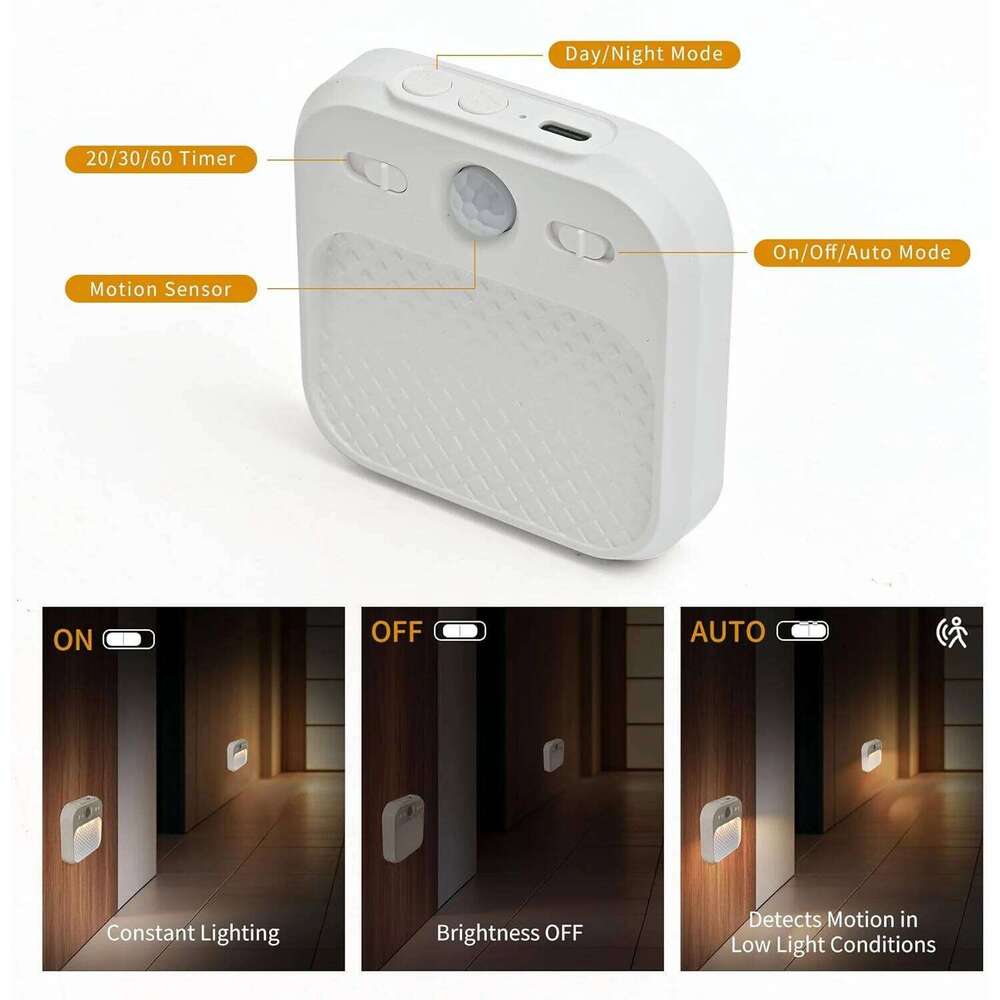 1-4 Pack Motion Sensor LED Rechargeable Stick-on Magnet Night Lamp for Bedroom Stairs Cabinet Hallway Kitchen Light Z260127