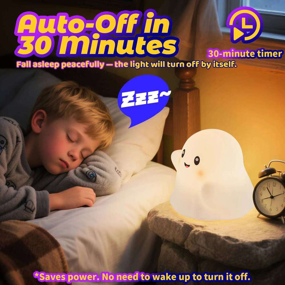 Ghost Touch Sensor Night Light Silicone Nursery Sleep Music Nightlight Adjustable Halloween Decor Dimmable Lamp Christmas Gift Z260127