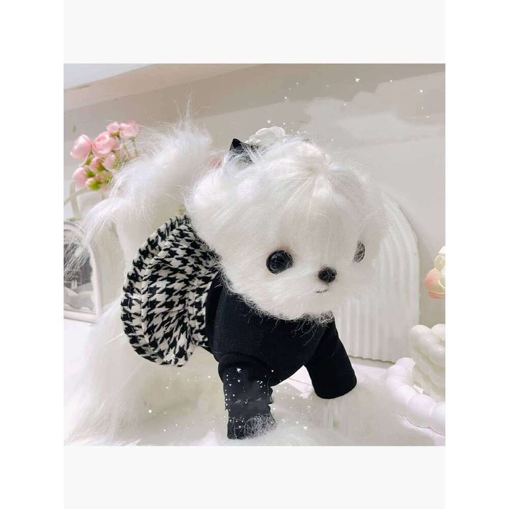 Classic Camellia Pet Coat Luxurious Brand Warm Dog Dress