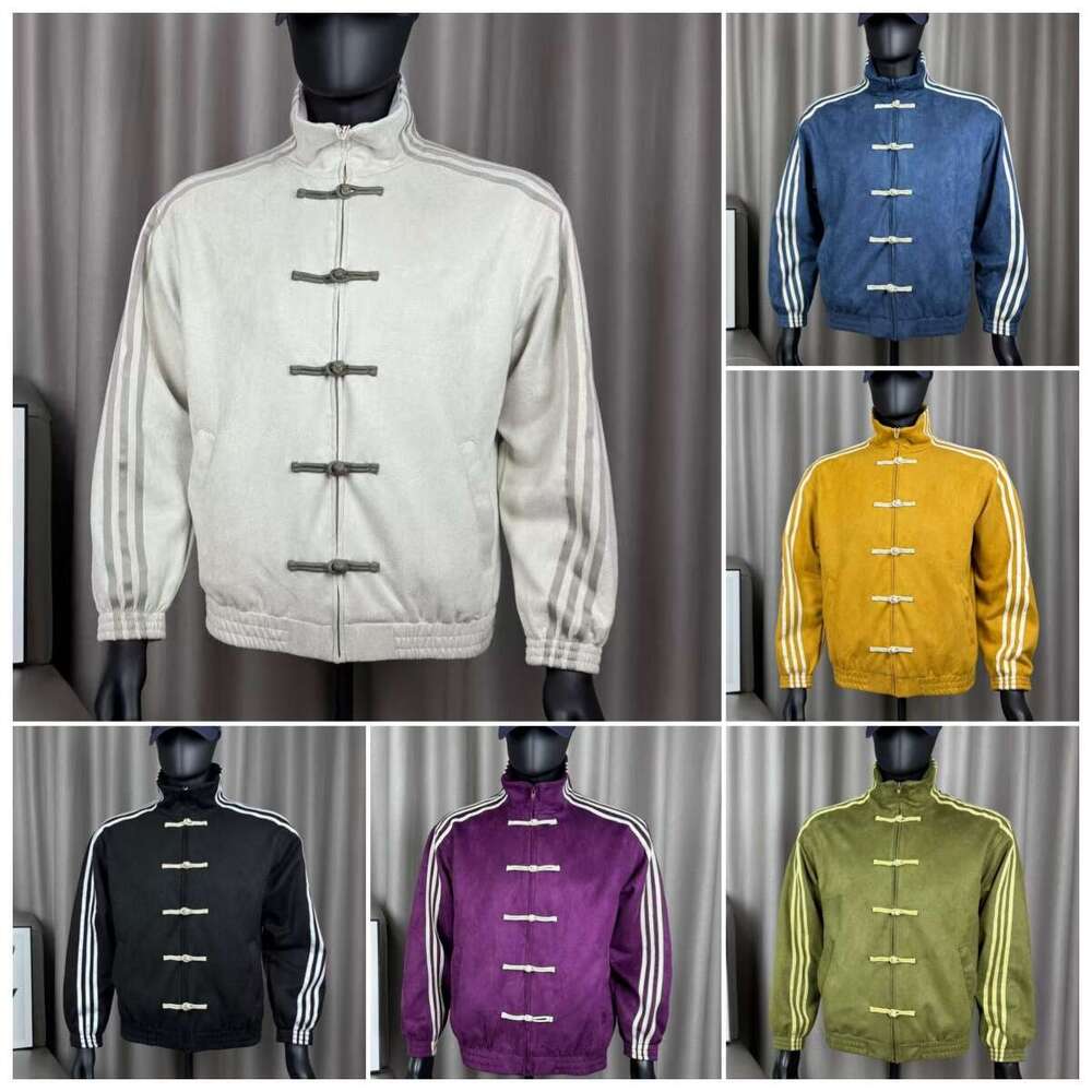 Tang jacket Designer Men's Pilot Fleece-Lined Cuffs Letter Embroidery Chinese-Style Sporty Stand Collar with Button Placket Autumn Baseball Jacket