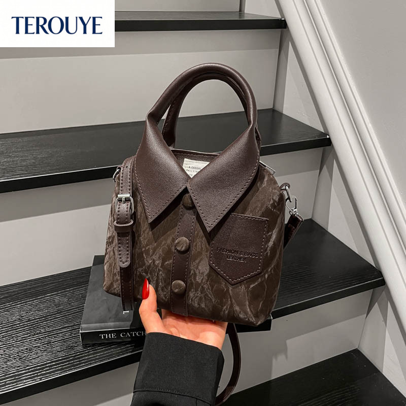 TEROUYE Korean style niche personalized design women's handbag autumn and winter new fashion casual shirt bag simple fashion handbag luxury