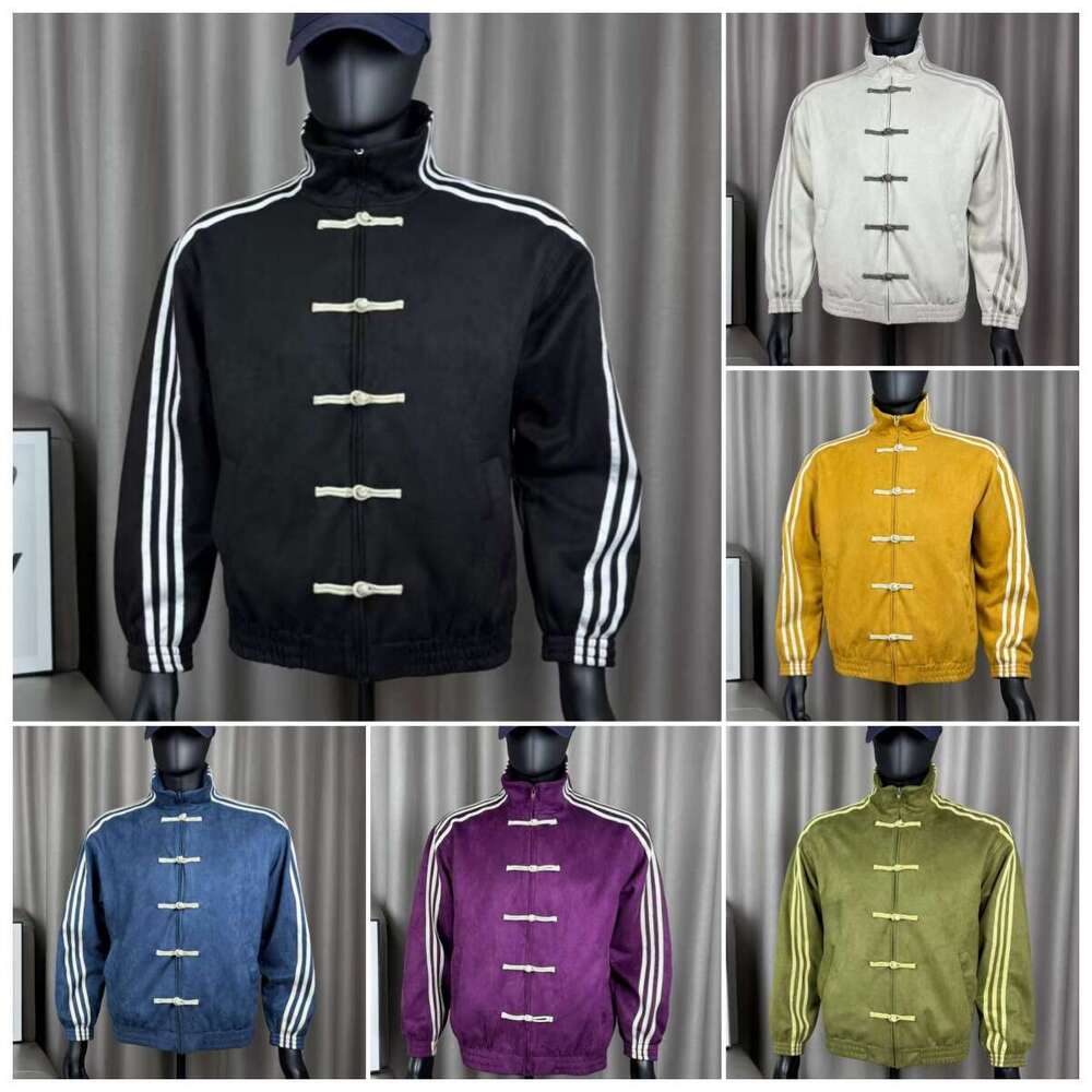 Tang jacket Men's Designer Pilot Fleece-Lined Cuffs Letter Embroidery Chinese-Style Sporty Stand Collar with Autumn Button Placket Baseball Jacket