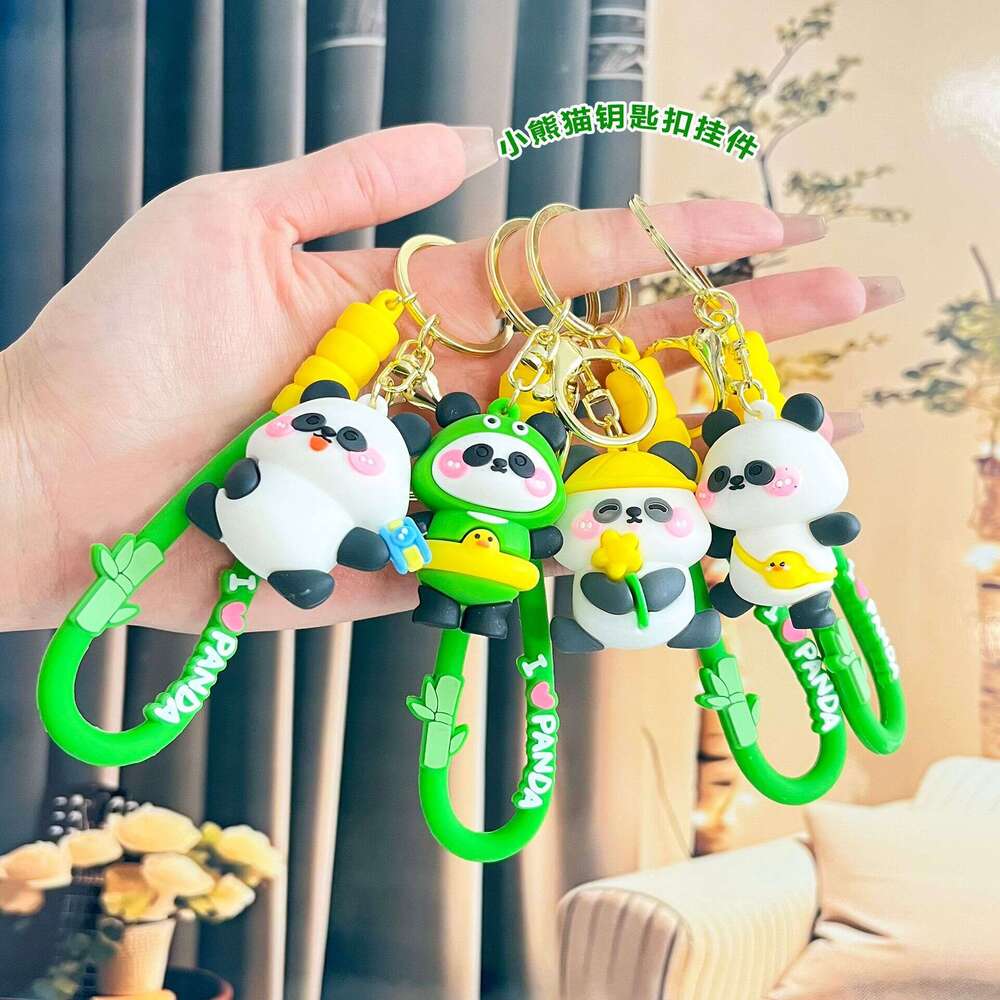 Baozhu Little Panda Car Pendant Doll PVC Keychain Hanging Decoration Key Ring Wholesale Cute Fun S260126