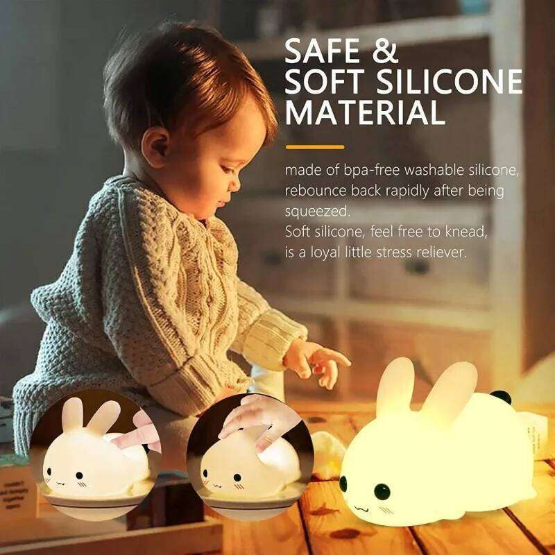 LED Rabbit Night Light Remote Control Dimmable RGB Rechargeable Silicone Bunny Lamp for Children Baby Toy Gift Touch Sensor Z260127