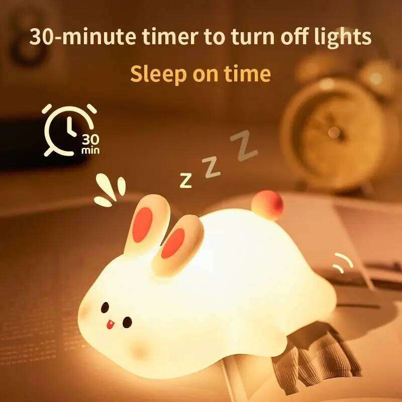 Piggy Bunny Night Light Led Table Lamp for Baby Nursery Room Decor Bedroom Bedside Rechargeable Dimmable Silicone Nightlight Z260127
