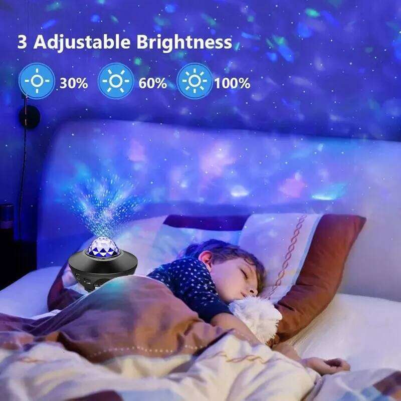 Starry Galaxy Night with Ocean Wave Music Speaker Sky Light Projector for Bedroom Decoration Birthday Gift Party Z260127