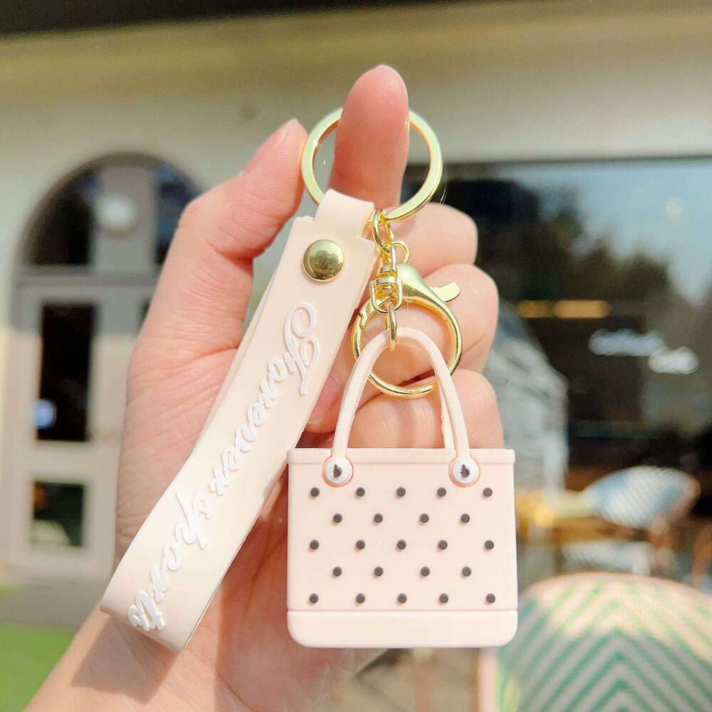 Hot-Selling Fashion Beach Keychain Imitation EVA Outdoor Basket Women's Hole Bag Pendant Cross-Border Small Gift S260126