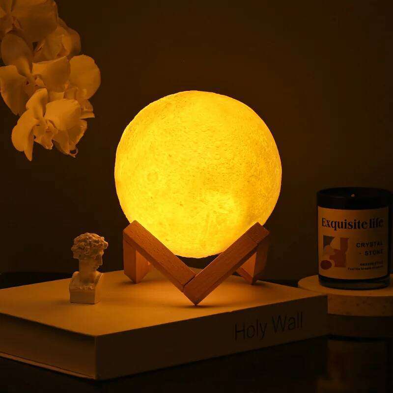 LED Moon Lamp 3D Printing Moonlight 8cm Battery Powered Star Bedroom Decoration Night Light Children's DayGift Z260127