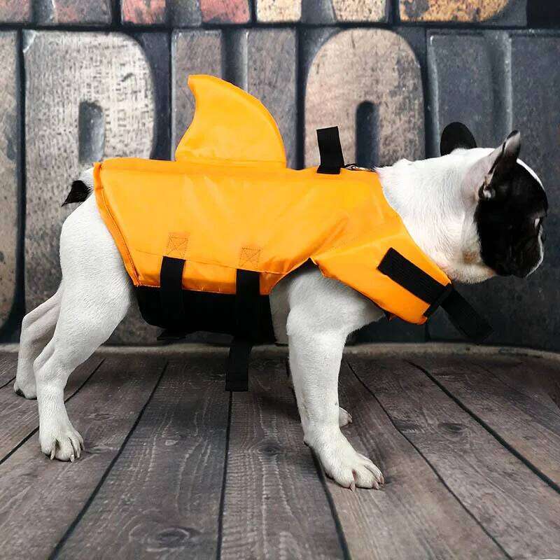 Shark Fin Puppy Life Adjustable Swimming Safety Jacket with Handle Dog Surfing Vest XJ260127