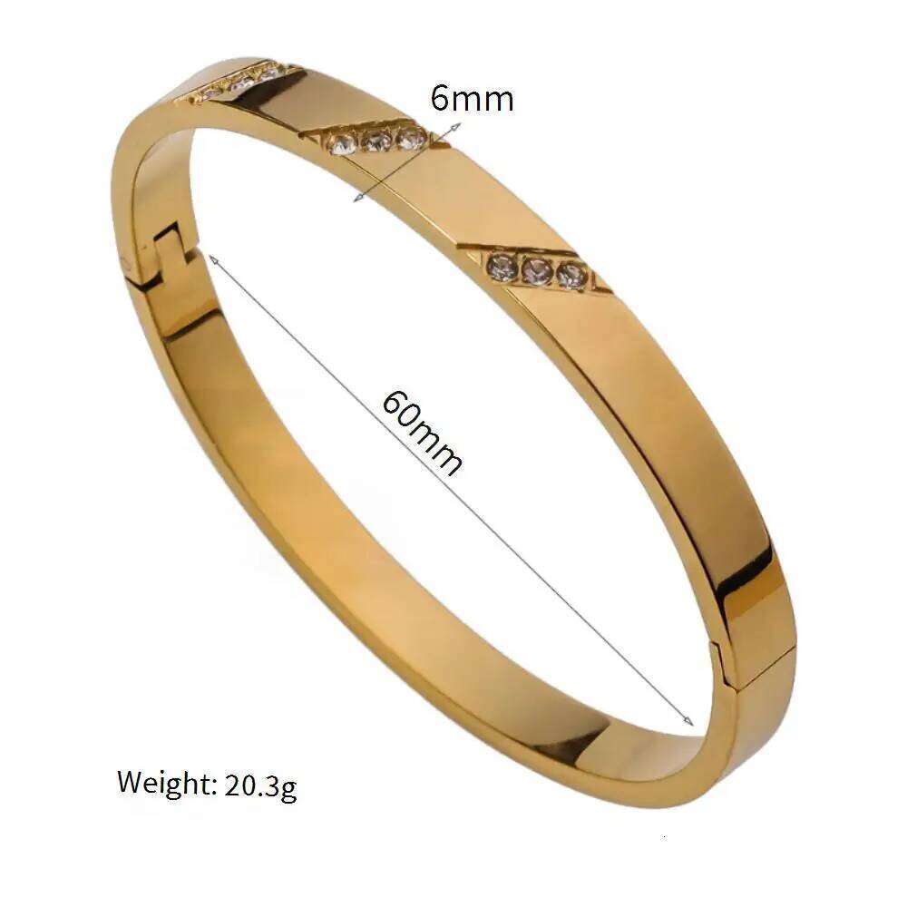 Simple Diagonal Inlaid Artificial Zircon Stainless Steel Bracelet, Women's Fashionable Open Buckle Hand Accessory Party Gift XJ260127
