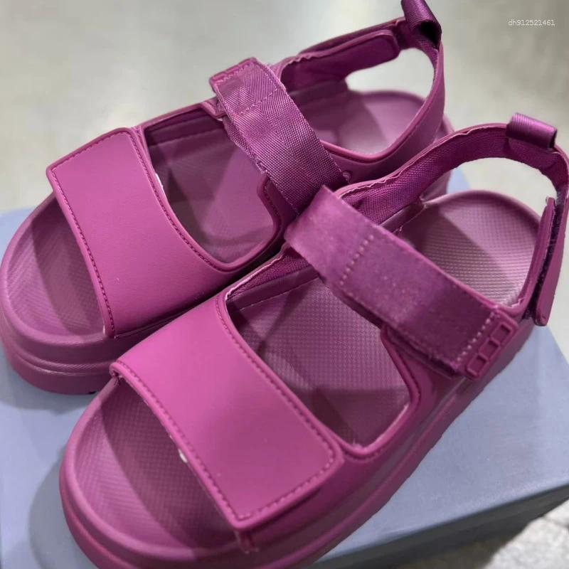 Sandals Rose Pink Thick-soled Summer Women Casual Breathable Comfortable Open-toed Viscose Buckle Luxury