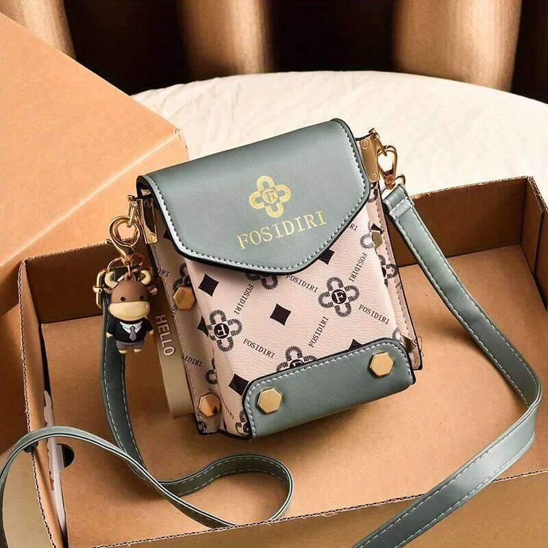 Women's Fashionable Faux Leather Crossbody with Floral, Geometric Pattern, Magnetic Closure, Adjustable Strap,Everyday Bag