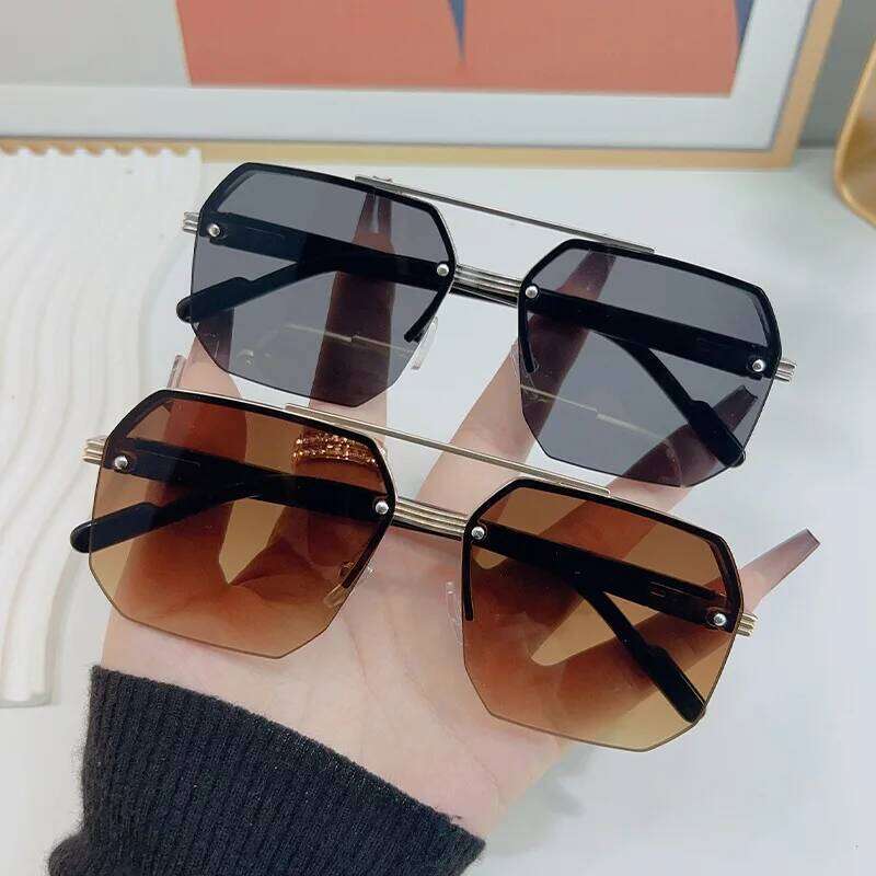 Polygon Sunglasses Rectangle Fashion Metal Frame Women Men Large Square Sun Glasses for Female Male Gradient Traveling Oculos Z260127