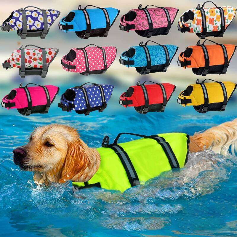 Summer Dog Life Jacket Reflective Adjustable Large Dogs Swimwear Safety Vest Surfing Sailboat Enhanced Buoyancy Pet Lifejackets XJ260127