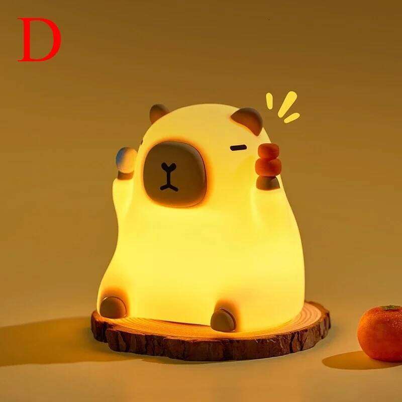Capybara Night Light Soft Silicone Lamp Touch Sensor USB Rechargeable Bedside Decor Nursery Kids New Year Gift 4 Styles Optional Z260127