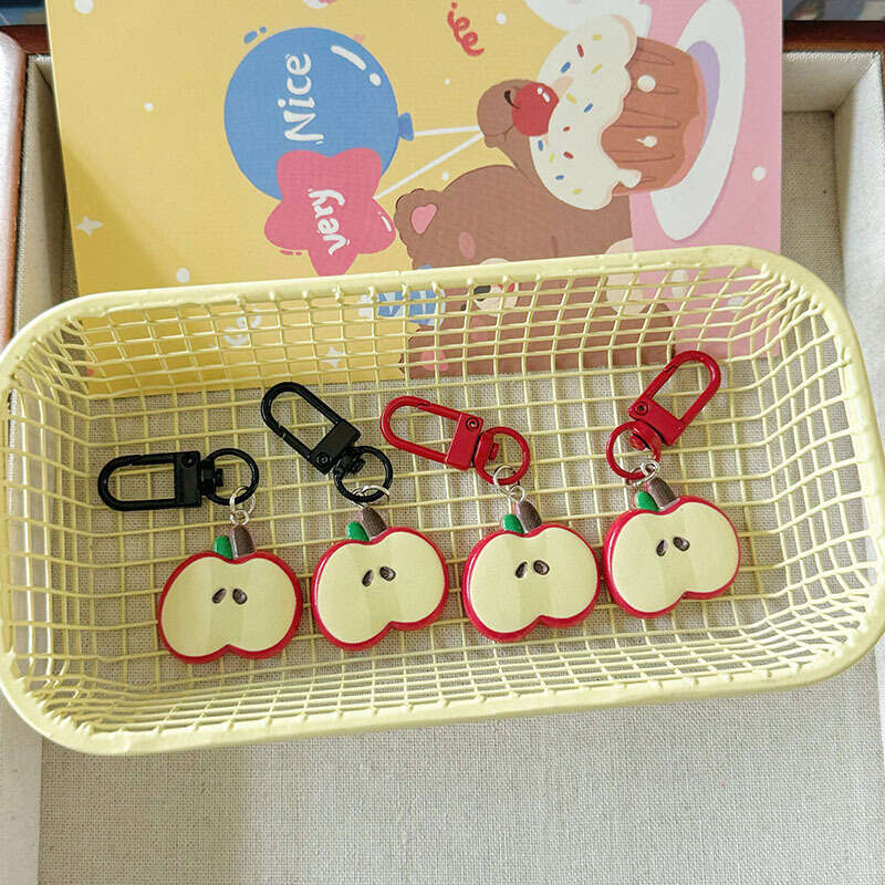 CE18 Cute Red Apple Keychain Girly Best Friend Pendant Gift Fun Backpack Accessory S260126