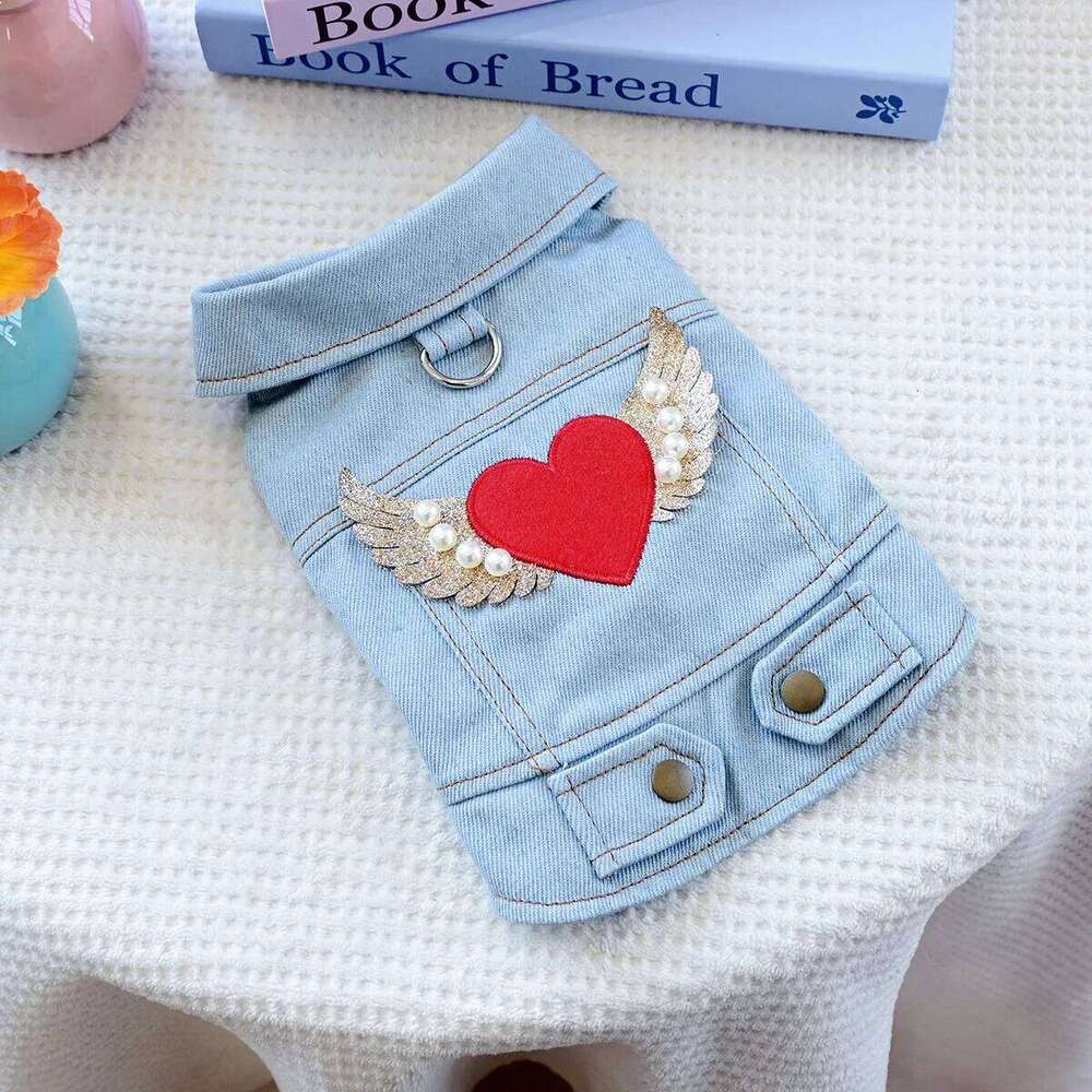 Denim Puppy Jacket For Chihuahua Yorkie Adjustable Lightweight Coat, Breathable Dog Clothes With Snap Closure XJ260127