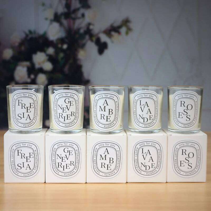 50g Smokeless Aromatic Creative Glass Cup Natural Soy Wax Scented Candles Wedding Home Decorative Candle Gifts Y260127