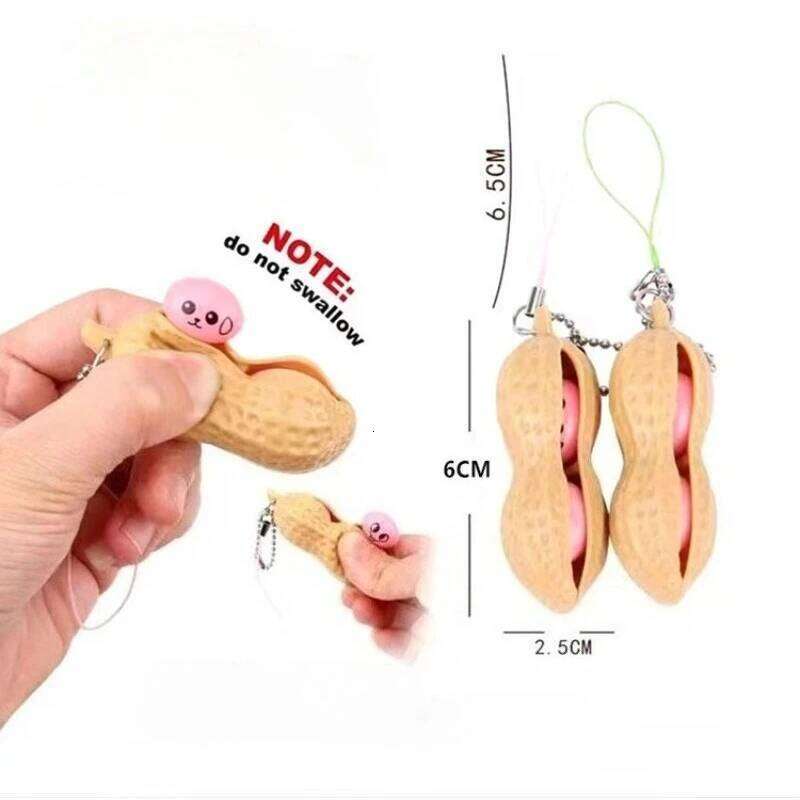 Funny Soybean Pea Pod Fidget Squishy Sensory Stress Relief Keychain Soft Squeeze Bean for Anxiety, Cute Desk Pop-it Toy Gift S260126