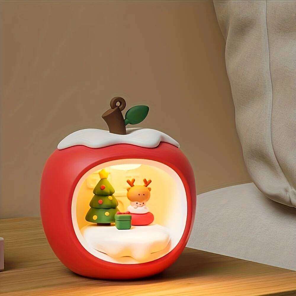 Apple-shaped Smart Touch Night Light Desktop Decor, Ambient Indoor Lighting Requires 3 AAA batteries for operation Z260127