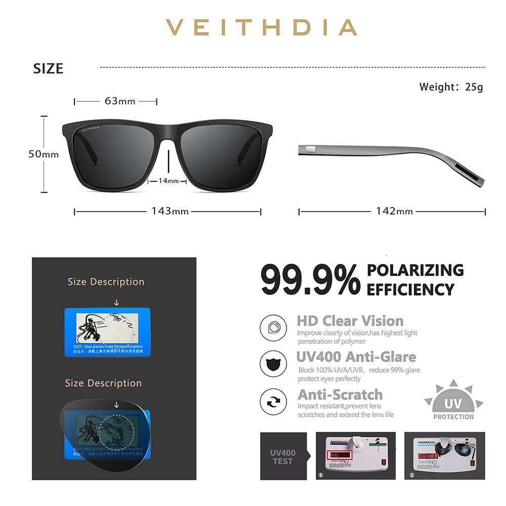 VEITHDIA Sunglasses Pilot Men Brand Driving Fashion Polarized UV400 Lens Unisex Vintage Eyewear Male Glasses For Women VT6108 Z260127
